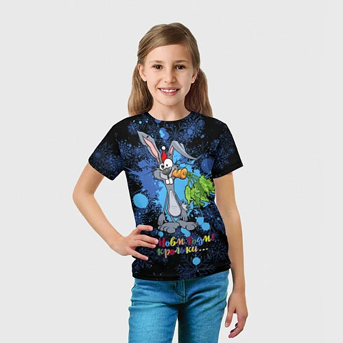 Детская футболка Крольки, с новм годм / 3D-принт – фото 5