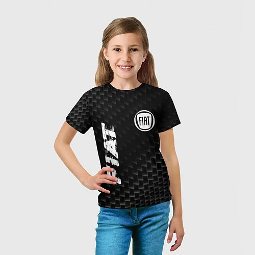 Детская футболка Fiat карбоновый фон / 3D-принт – фото 5