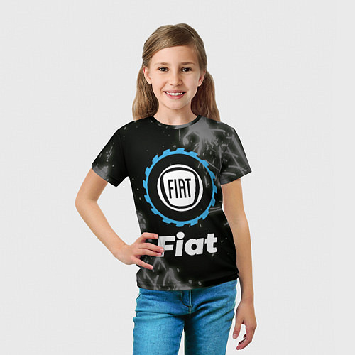 Детская футболка Fiat в стиле Top Gear со следами шин на фоне / 3D-принт – фото 5