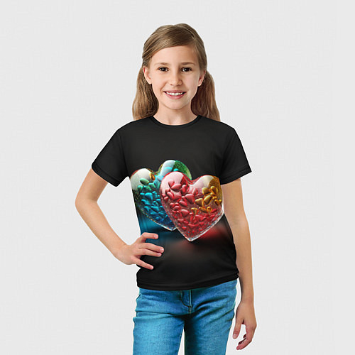 Детская футболка Сердечки для влюблённых / 3D-принт – фото 5