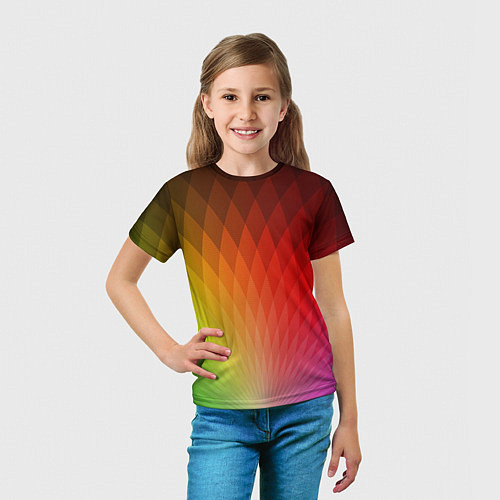 Детская футболка Радужные ромбы / 3D-принт – фото 5