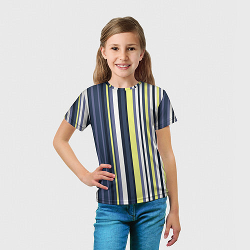 Детская футболка Абстрактные разноцветные линии / 3D-принт – фото 5