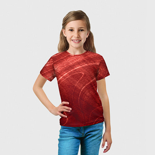 Детская футболка Текстура - Red wave / 3D-принт – фото 5