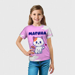 Футболка детская Марина кошечка с сердечком, цвет: 3D-принт — фото 2