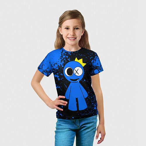 Детская футболка Радужные друзья Синий - брызги краски / 3D-принт – фото 5