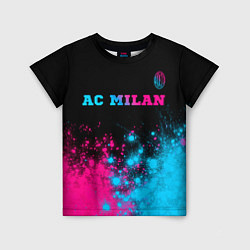 Футболка детская AC Milan - neon gradient: символ сверху, цвет: 3D-принт