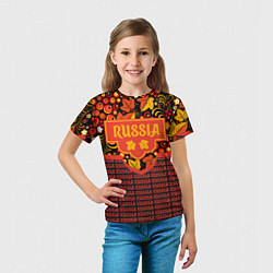 Футболка детская Хохломская роспись - символы России, цвет: 3D-принт — фото 2