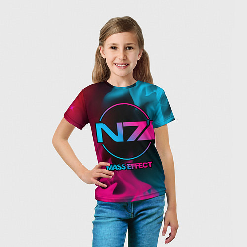 Детская футболка Mass Effect - neon gradient / 3D-принт – фото 5