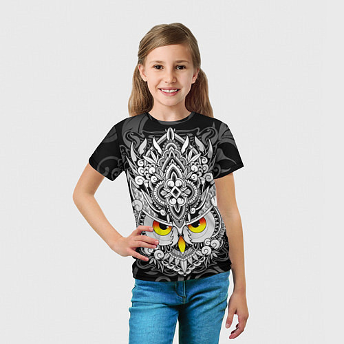 Детская футболка Сова с золотыми глазами / 3D-принт – фото 5