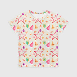 Футболка детская Новогодние звезды и шарики, цвет: 3D-принт