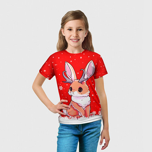 Детская футболка Кролик олень - кролик с рожками / 3D-принт – фото 5