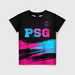 Футболка детская PSG - neon gradient: символ сверху, цвет: 3D-принт