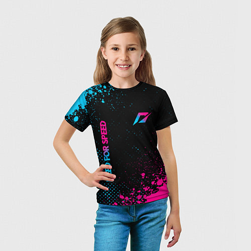 Детская футболка Need for Speed - neon gradient: надпись, символ / 3D-принт – фото 5