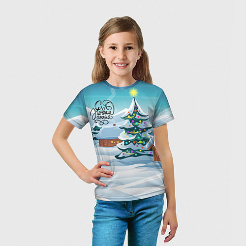 Детская футболка Новогодние избушки / 3D-принт – фото 5