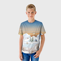 Футболка детская Новогоднее настроение - пейзаж, цвет: 3D-принт — фото 2