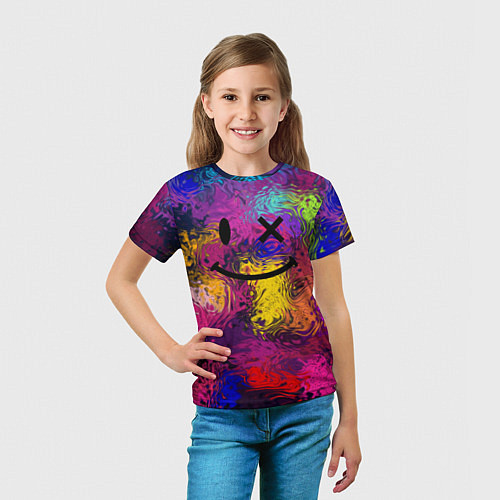 Детская футболка Смайлик с брызгами краски / 3D-принт – фото 5