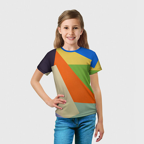 Детская футболка Геометрические разноцветные фигyры / 3D-принт – фото 5