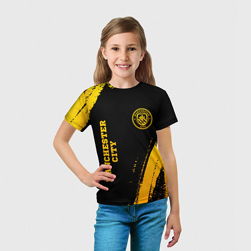Детская футболка Manchester City - gold gradient: надпись, символ / 3D-принт – фото 5