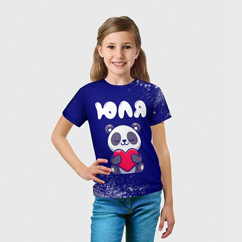 Детская футболка Юля панда с сердечком / 3D-принт – фото 5