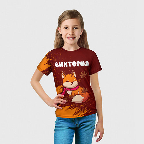 Детская футболка Виктория осенняя лисичка / 3D-принт – фото 5