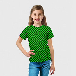 Футболка детская Зелёная шахматка - паттерн, цвет: 3D-принт — фото 2