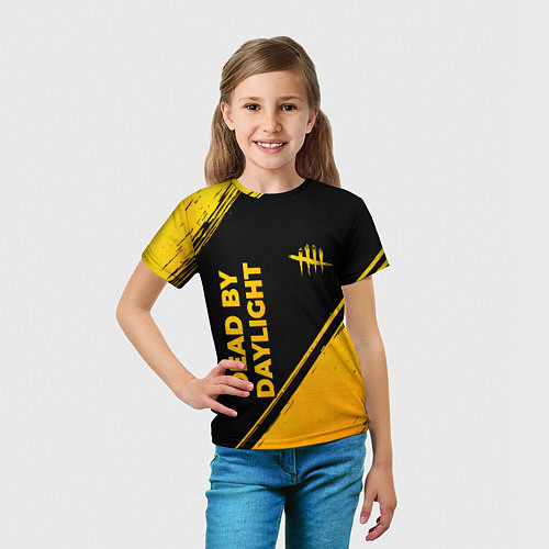 Детская футболка Dead by Daylight - gold gradient: надпись, символ / 3D-принт – фото 5