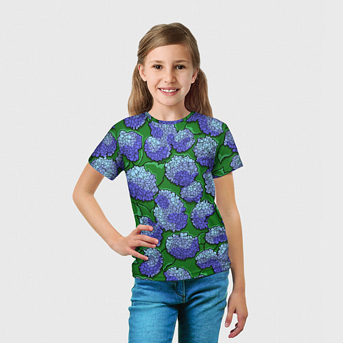Детская футболка Цветущая гортензия / 3D-принт – фото 5
