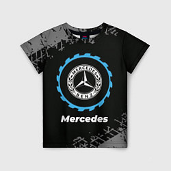 Футболка детская Mercedes в стиле Top Gear со следами шин на фоне, цвет: 3D-принт