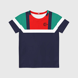 Детская футболка FIRM синий с зелеными плечами