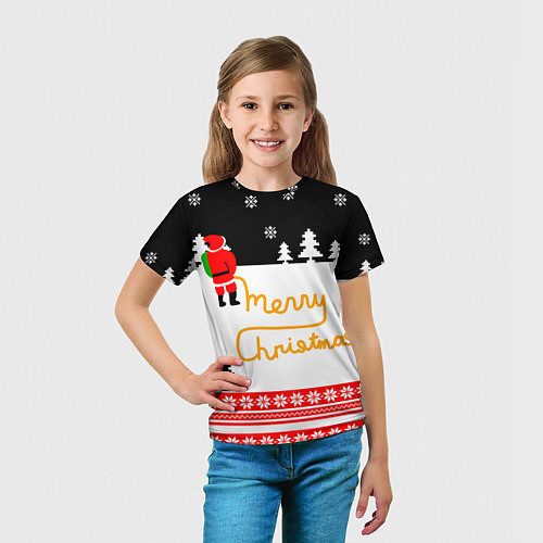 Детская футболка Merry christmas - Санта Клаус / 3D-принт – фото 5
