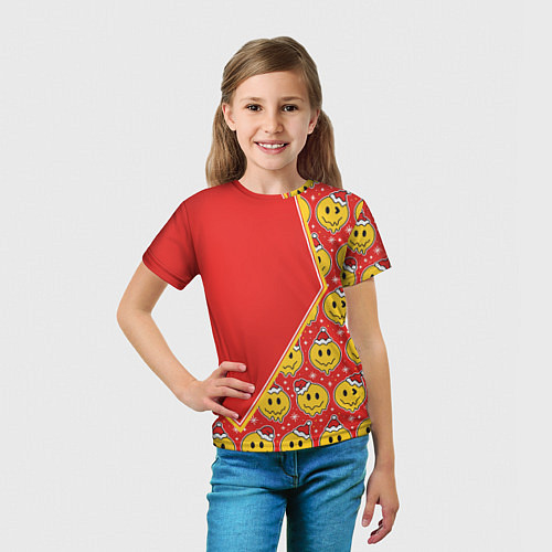 Детская футболка Новогодние смайлы / 3D-принт – фото 5