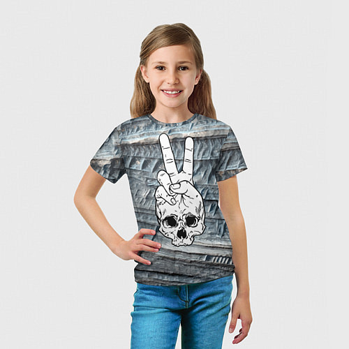 Детская футболка Рука в виде черепа - жест / 3D-принт – фото 5