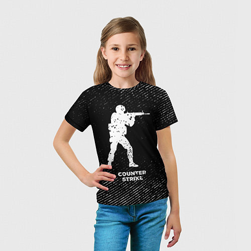 Детская футболка Counter Strike с потертостями на темном фоне / 3D-принт – фото 5
