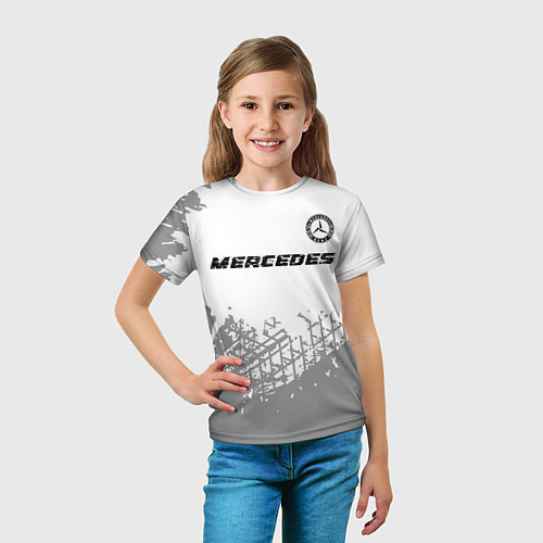 Детская футболка Mercedes speed на светлом фоне со следами шин: сим / 3D-принт – фото 5