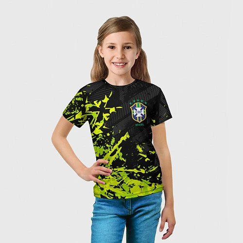 Детская футболка Сборная Бразилия пятна / 3D-принт – фото 5