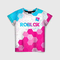 Футболка детская Roblox neon gradient style: символ сверху, цвет: 3D-принт