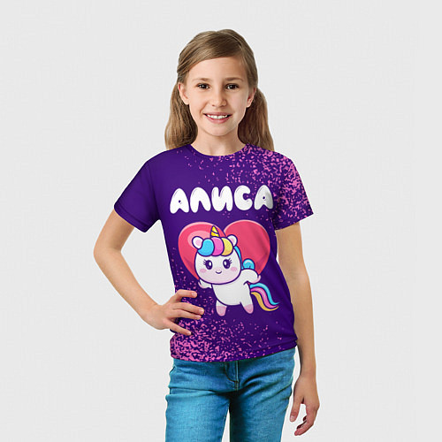 Детская футболка Алиса единорог с сердечком / 3D-принт – фото 5