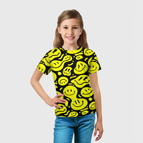 Детская футболка Кислотный желтый смайлик / 3D-принт – фото 5