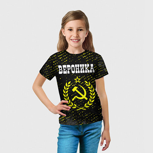 Детская футболка Вероника и желтый символ СССР со звездой / 3D-принт – фото 5