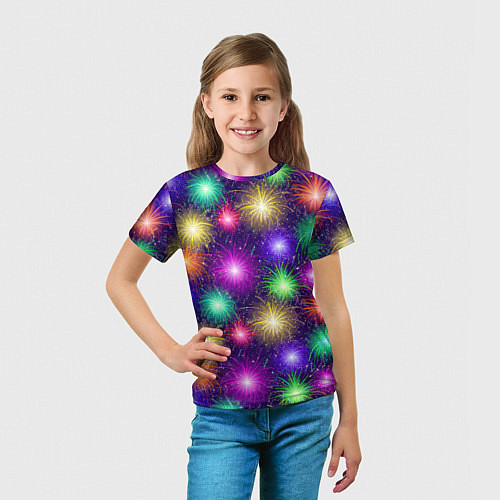 Детская футболка Праздничный салют - фейерверк / 3D-принт – фото 5