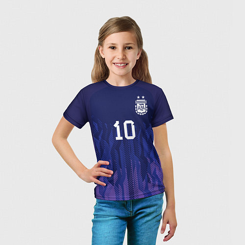 Детская футболка Месси Аргентина ЧМ 2022 выездная / 3D-принт – фото 5