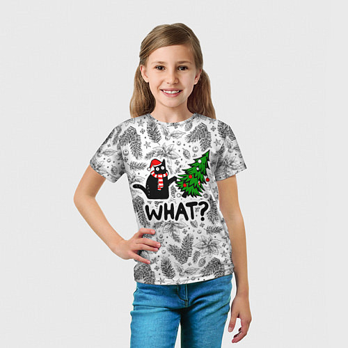 Детская футболка What-котик: новогодний / 3D-принт – фото 5