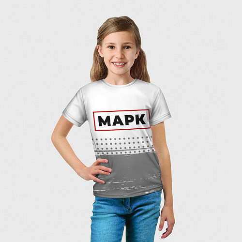 Детская футболка Марк - в красной рамке на светлом / 3D-принт – фото 5