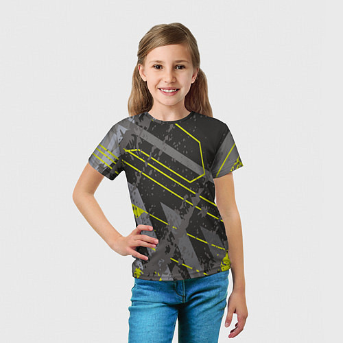 Детская футболка Серо-зеленая абстракция / 3D-принт – фото 5