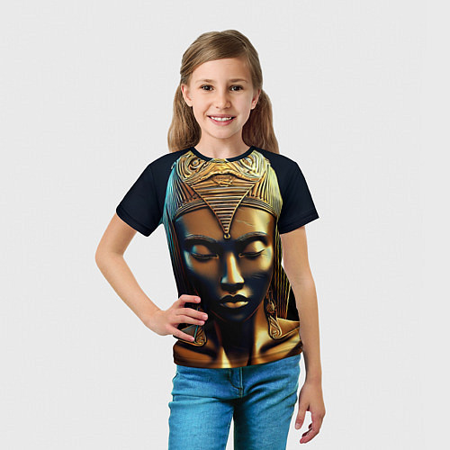Детская футболка Нейросеть - золотая статуя египетской царицы / 3D-принт – фото 5