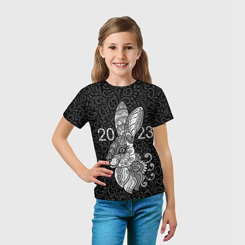 Детская футболка Русский серый кролик 2023 / 3D-принт – фото 5