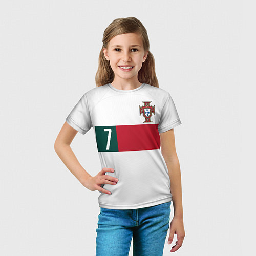 Детская футболка Роналду ЧМ 2022 Португалия выездная / 3D-принт – фото 5
