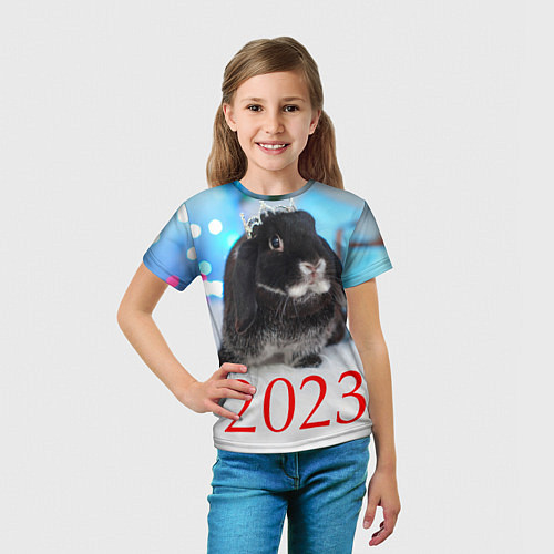 Детская футболка Кролик символ наступающего нового года / 3D-принт – фото 5