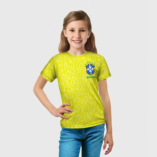 Детская футболка Форма сборной Бразилии ЧМ 2022 / 3D-принт – фото 5
