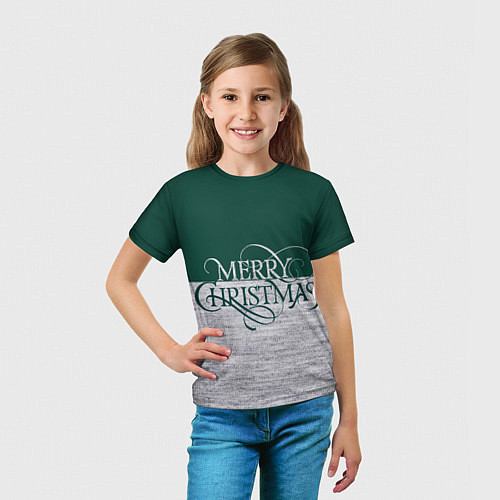 Детская футболка Merry Christmas зелёный / 3D-принт – фото 5